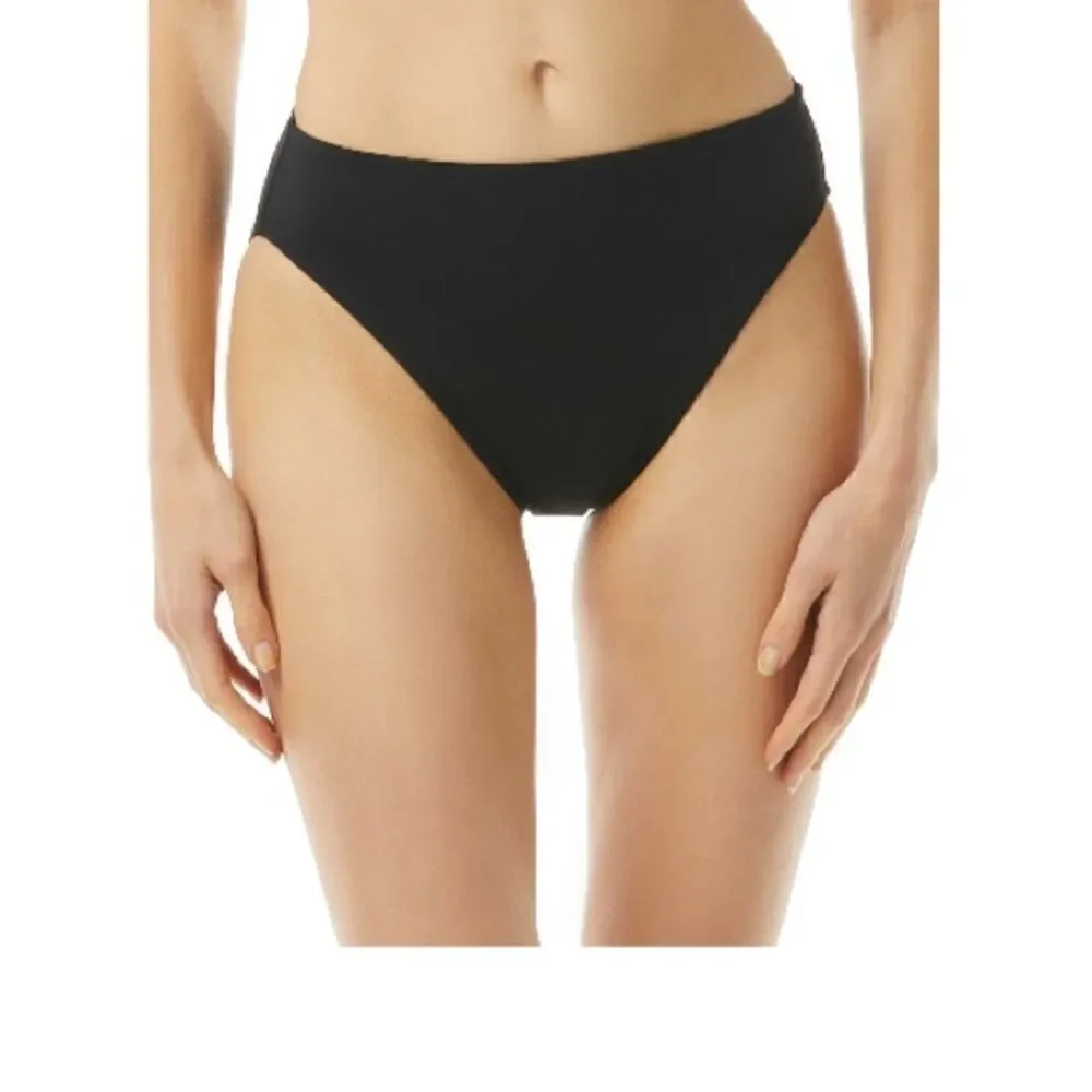 Michael Kors Women's Black Solid High Leg High Waist Bikini Swim Bottom